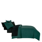 Alternate view of the Reversible-Look Dark Green and Black 7-Piece Comforter and Sheet Set