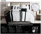 Black and White Geometric Embroidered 9-Piece Comforter & Sheet Set - alternate product view 2