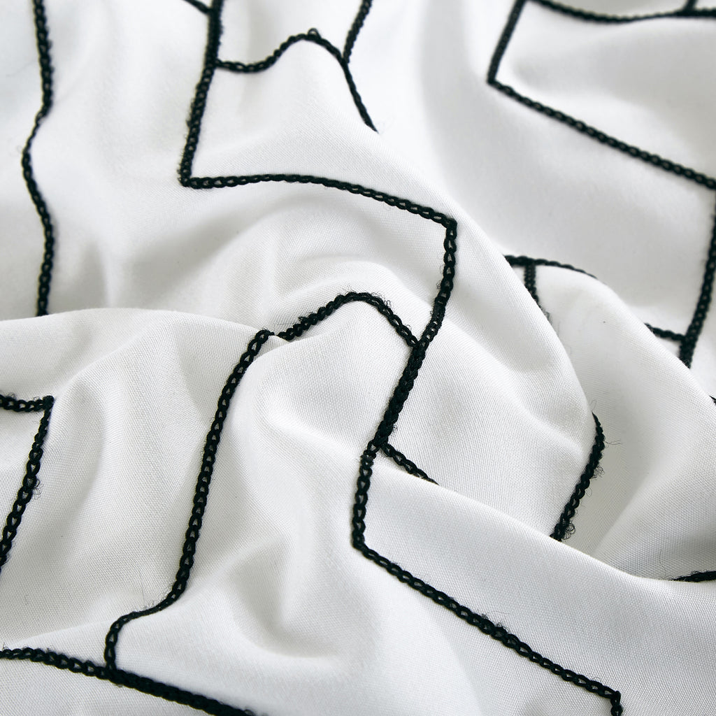 Black and White Geometric Embroidered 9-Piece Comforter & Sheet Set - alternate product view 5
