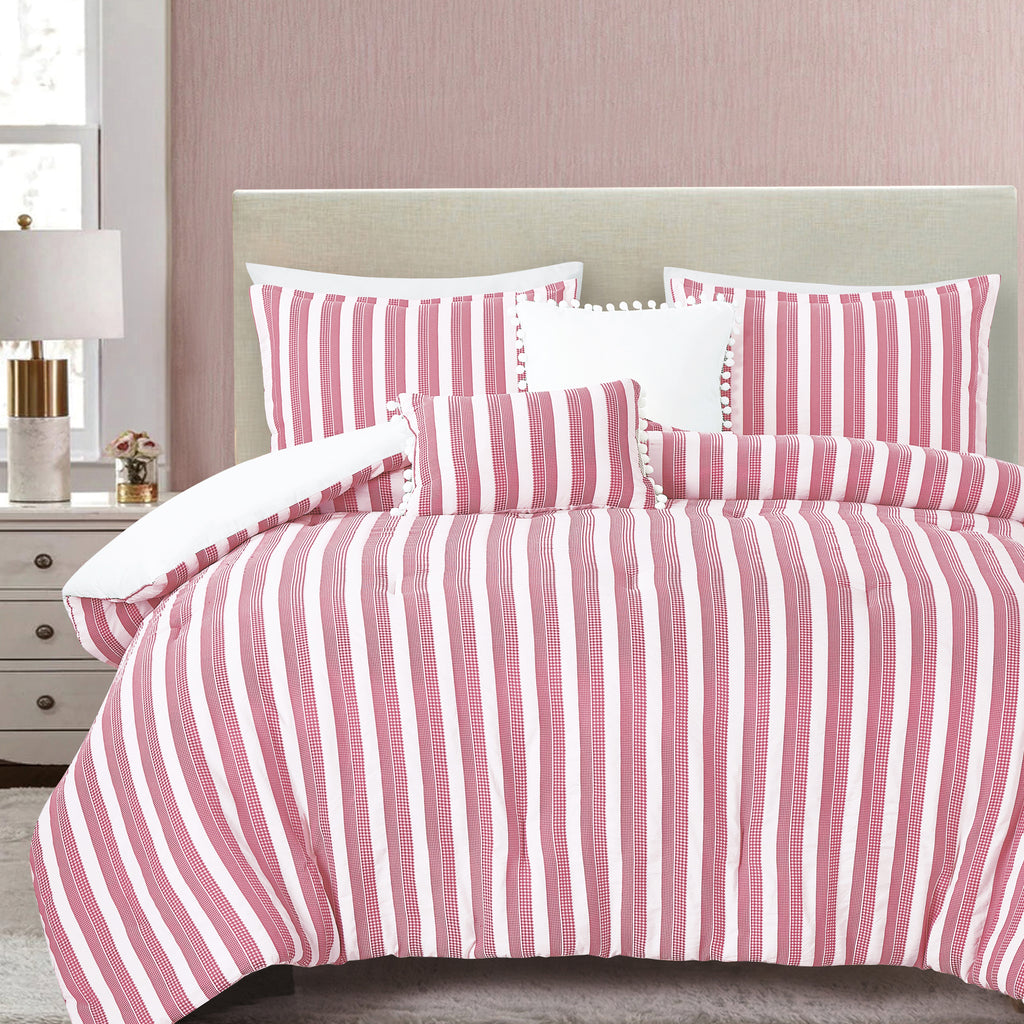 Pink Stripe 5-Piece Comforter Set detail 4