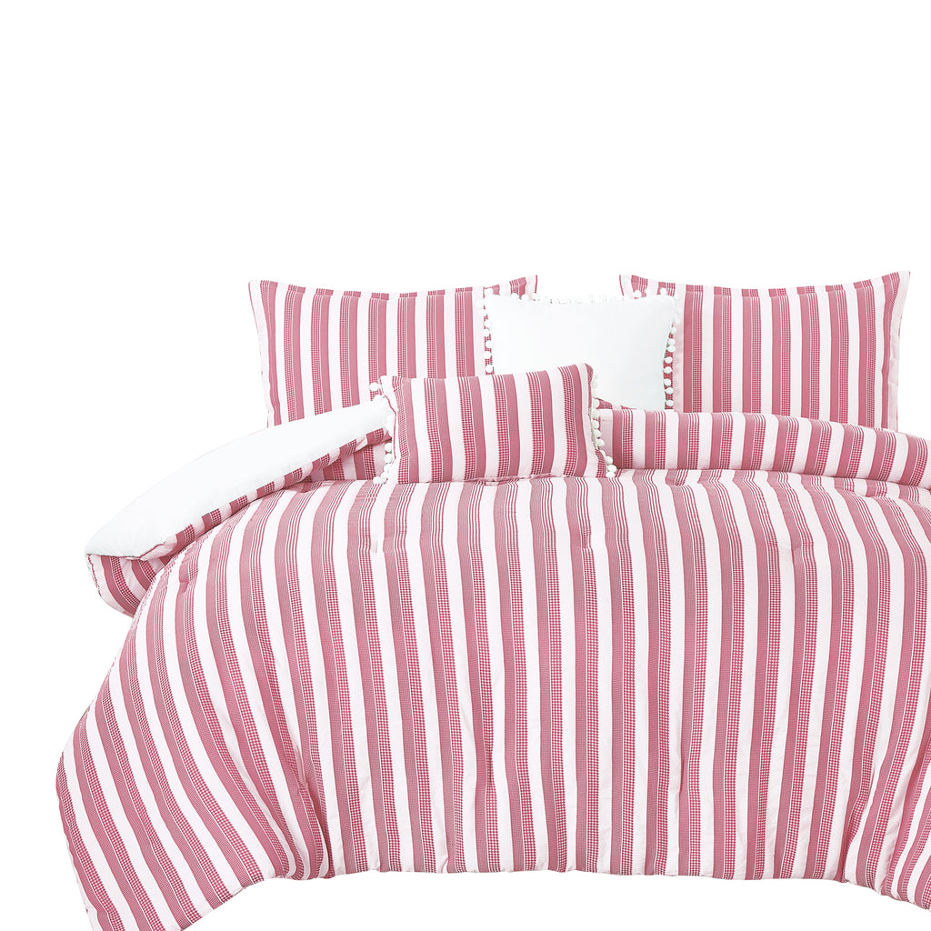 Pink Stripe 5-Piece Comforter Set detail 5
