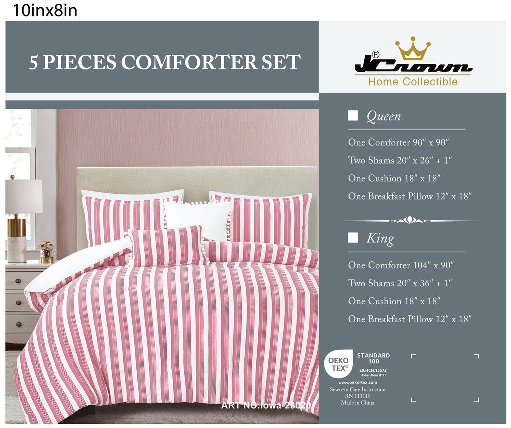 Pink Stripe 5-Piece Comforter Set detail 6