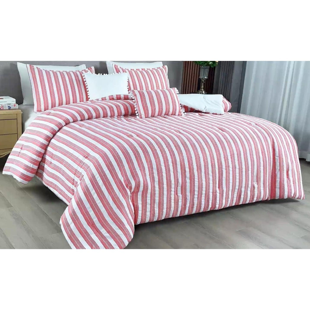 Pink Stripe 5-Piece Comforter Set detail 8
