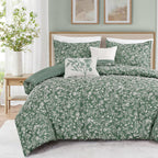 Green Floral 5-Piece Comforter Set on a bed