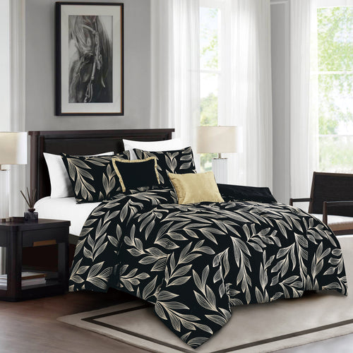 Black Botanical 5-Piece Comforter Set detail 3