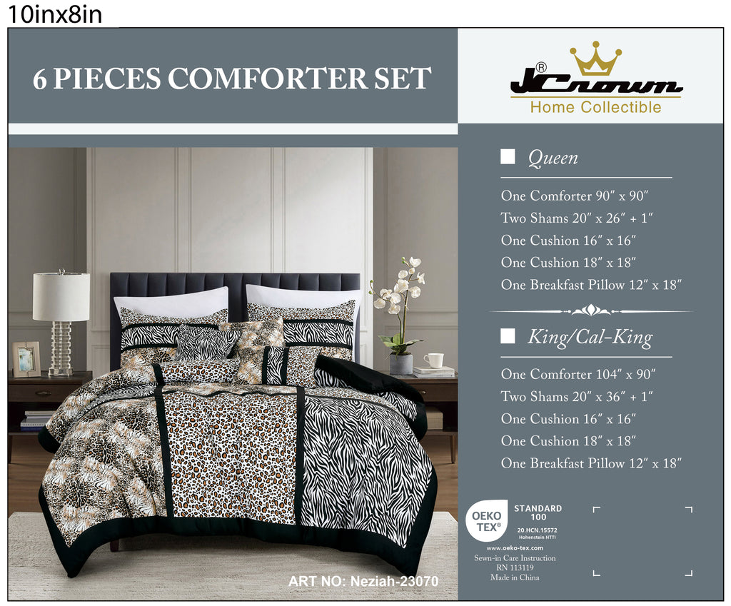 Black Animal Print 6-Piece Comforter Set