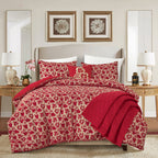 Red Floral 5-Piece Comforter Set detail 3