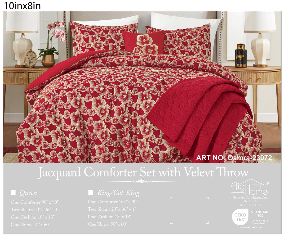 Red Floral 5-Piece Comforter Set detail 6