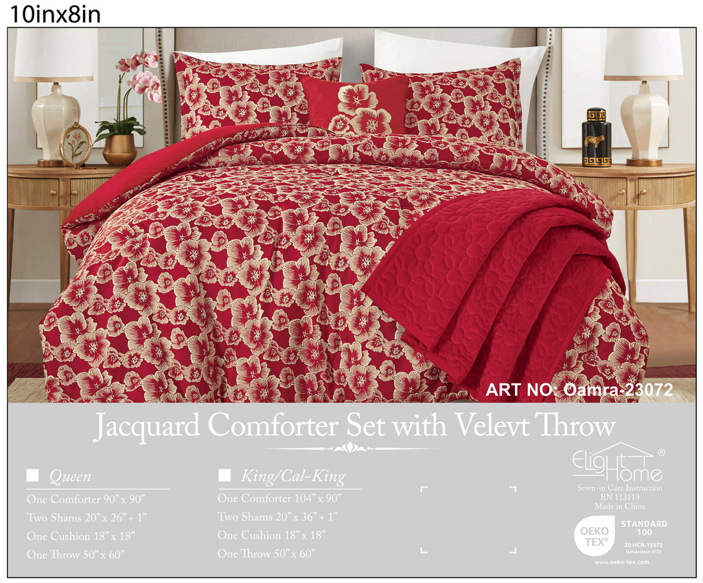 Red Floral 5-Piece Comforter Set detail 6