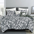 Black & White Floral 5-Piece Comforter Set detail 3
