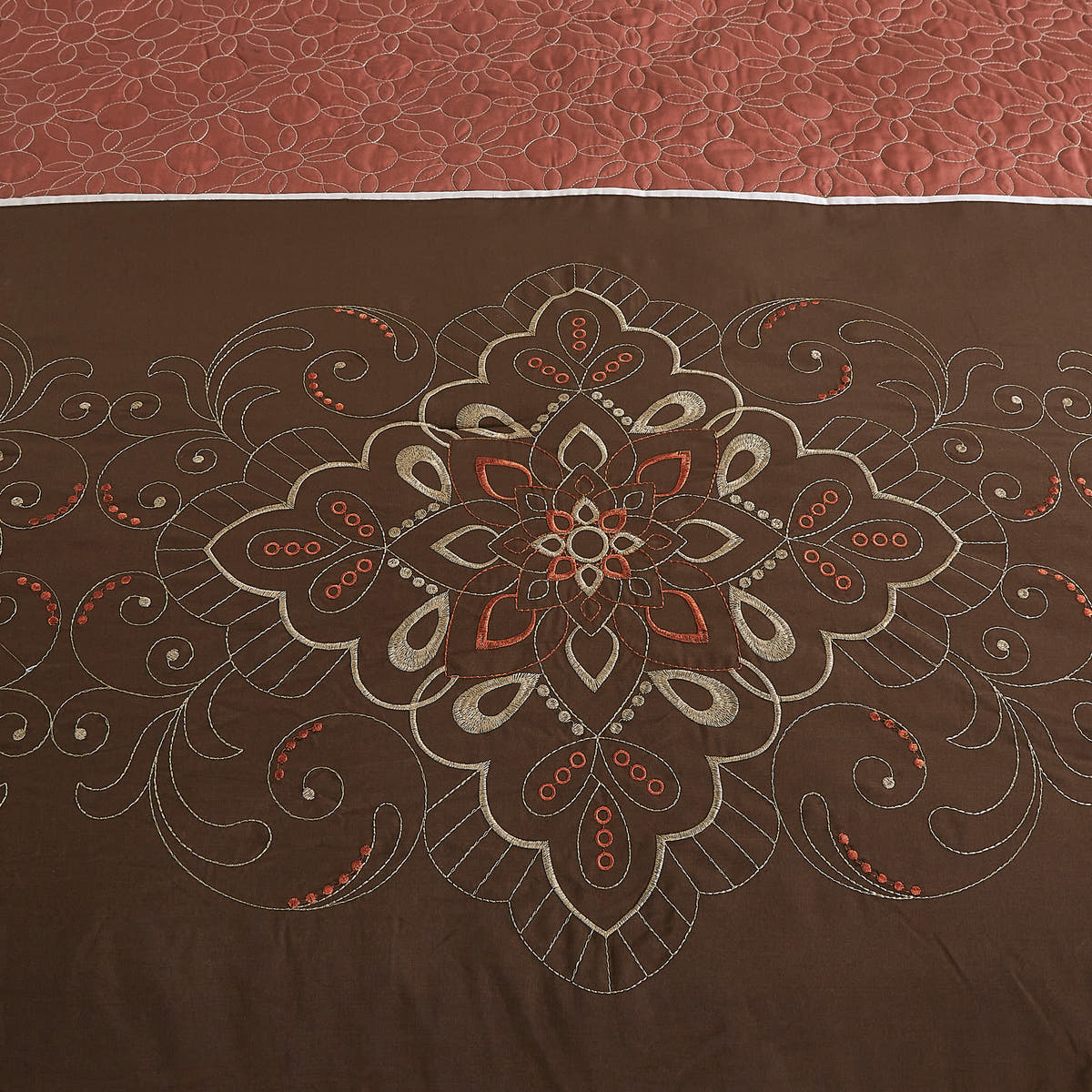 Brown Floral 6-Piece Comforter Set