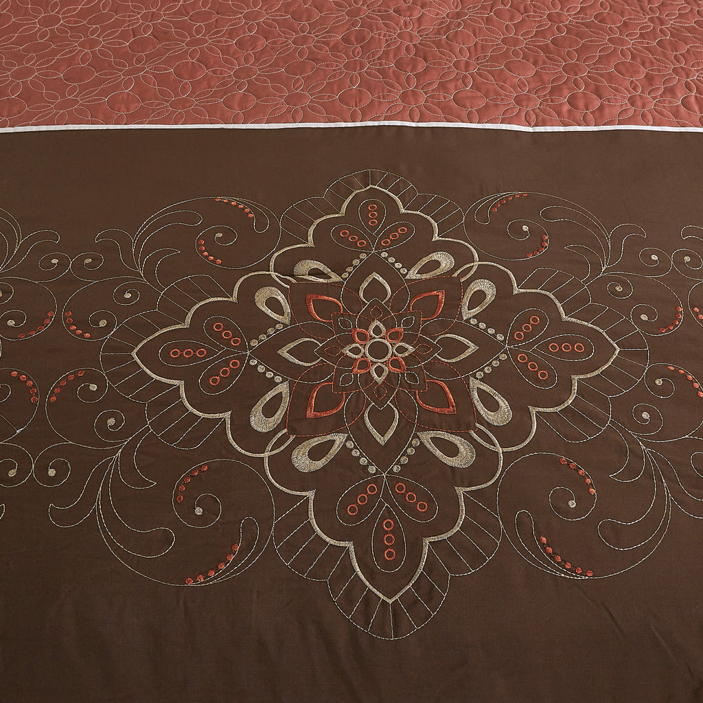 Brown Floral 6-Piece Comforter Set