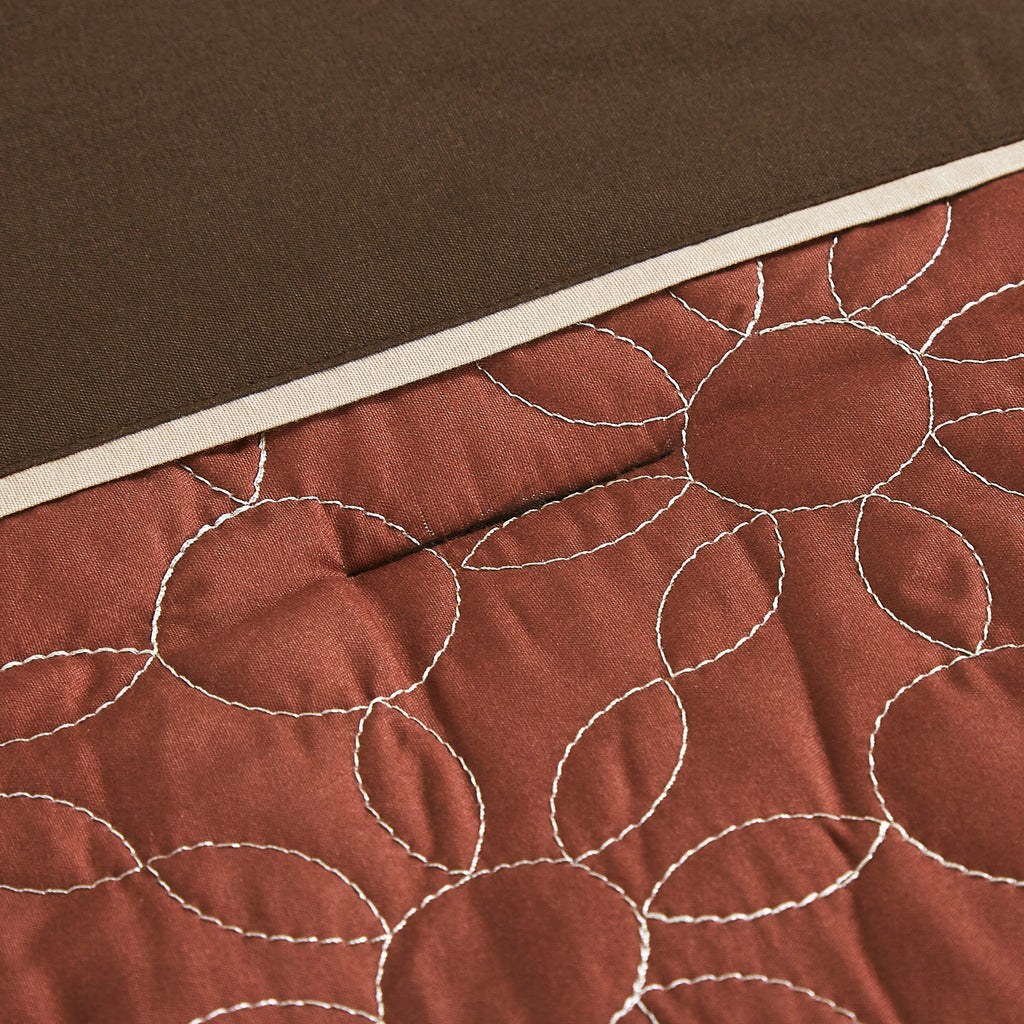 Brown Floral 6-Piece Comforter Set detail 1