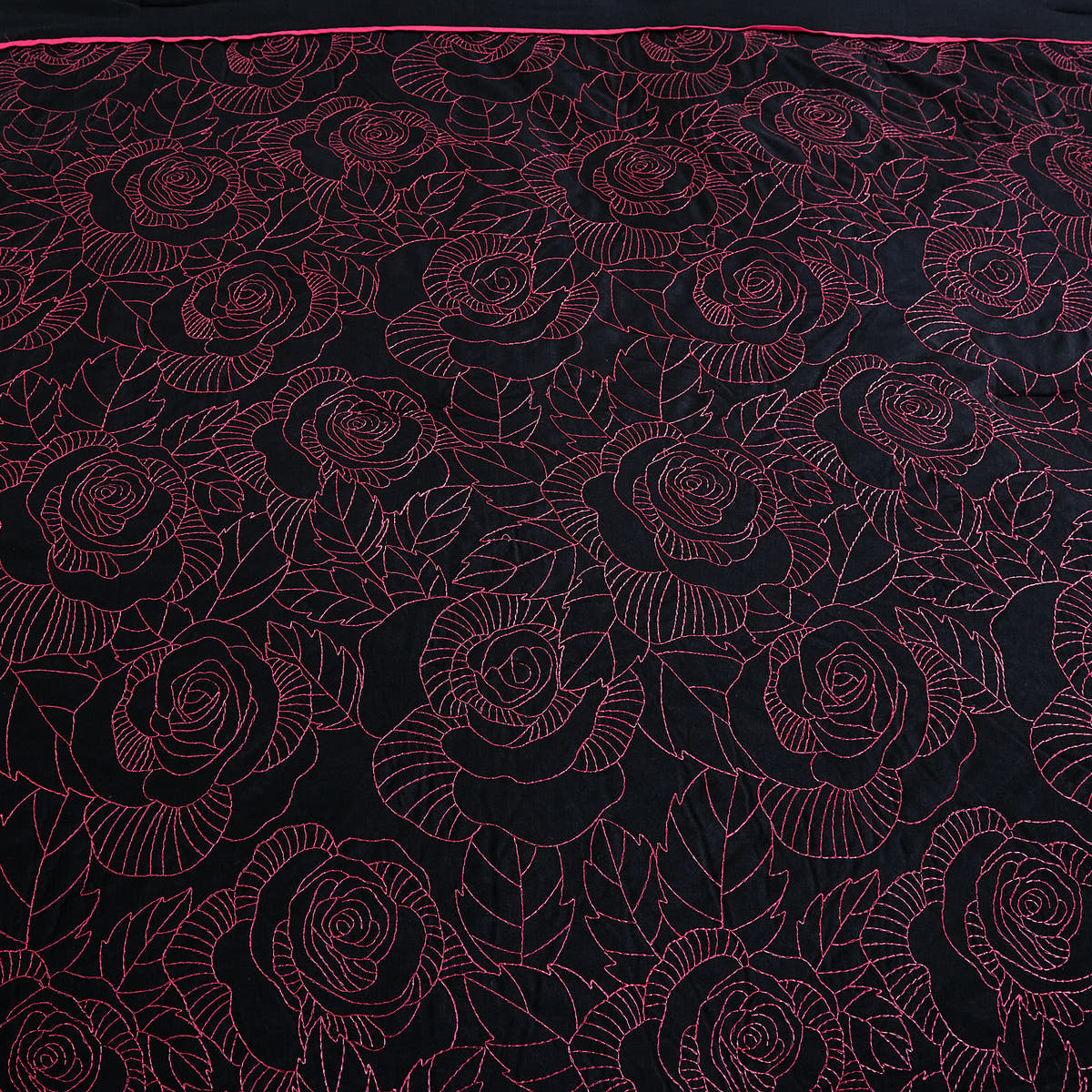 Black & Burgundy Floral 6-Piece Comforter Set