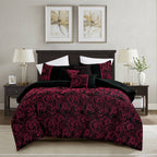 Black & Burgundy Floral 6-Piece Comforter Set detail 3