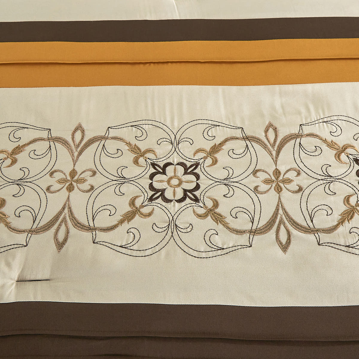 Brown & Gold Floral 6-Piece Comforter Set