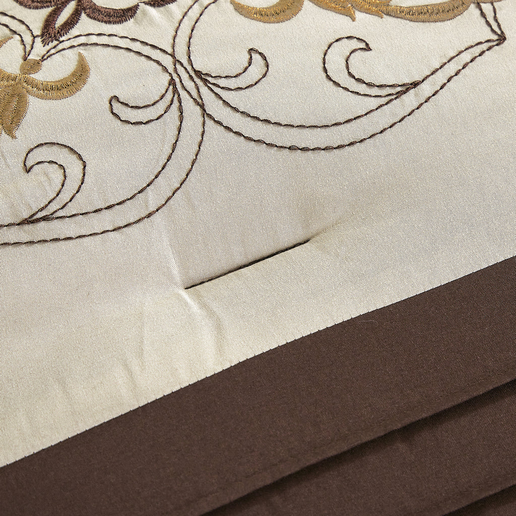 Brown & Gold Floral 6-Piece Comforter Set detail 1