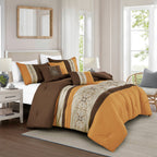 Brown & Gold Floral 6-Piece Comforter Set detail 3