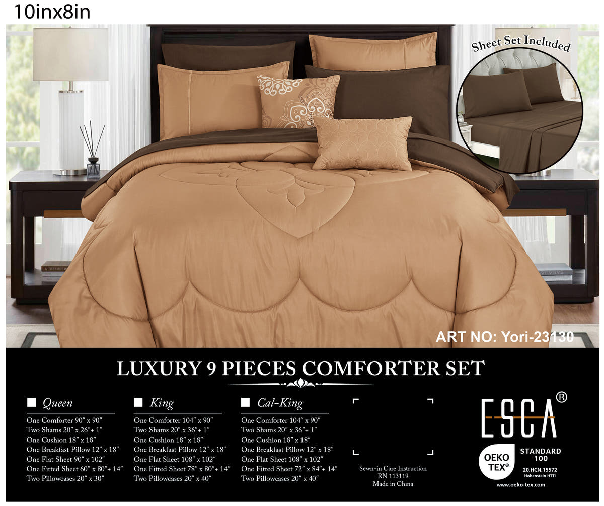 Camel Quilted 9-Piece Comforter & Sheet Set - alternate product view 2