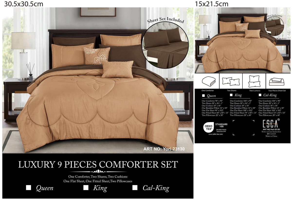 Camel Quilted 9-Piece Comforter & Sheet Set - alternate product view 3