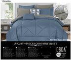 Blue Geometric Quilted 9-Piece Comforter & Sheet Set - alternate product view 2