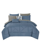 Blue Geometric Quilted 9-Piece Comforter & Sheet Set - alternate product view 3