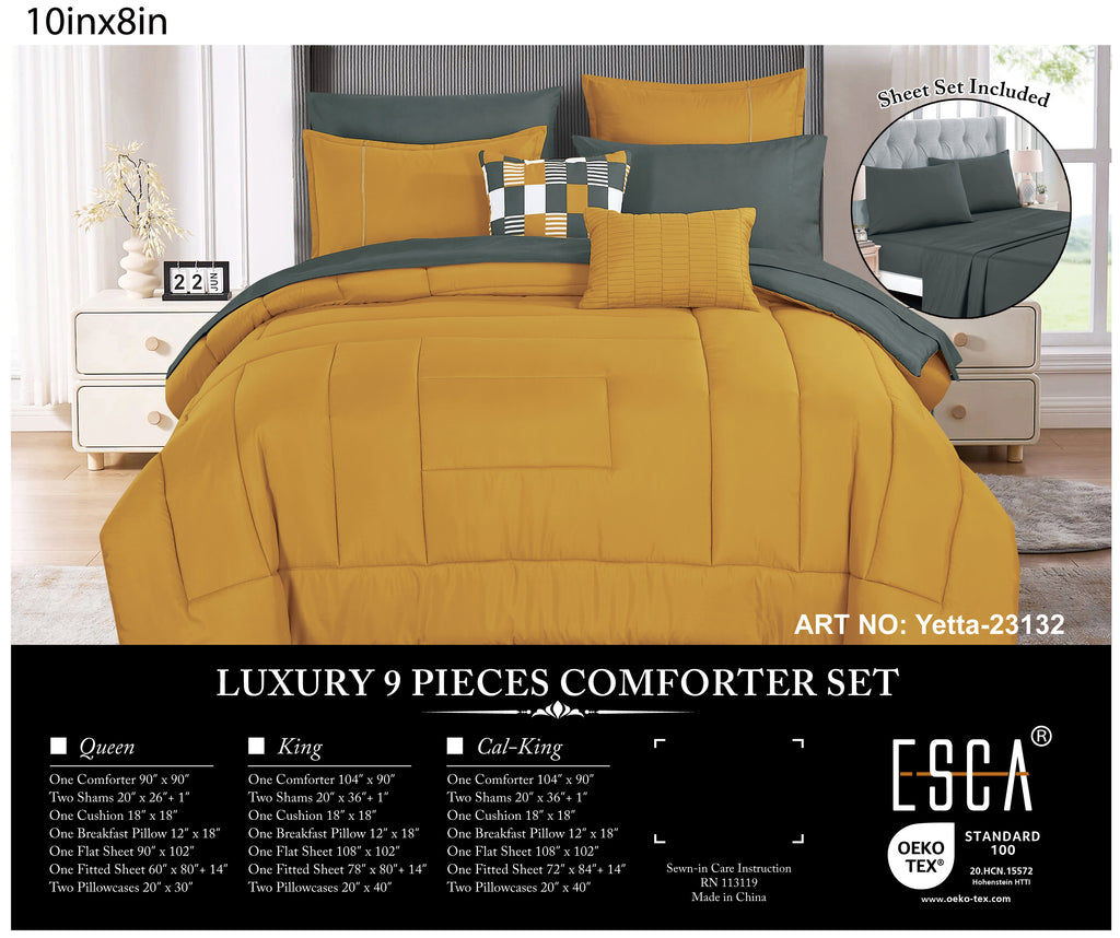 Yellow Quilted 9-Piece Comforter & Sheet Set - alternate product view 2