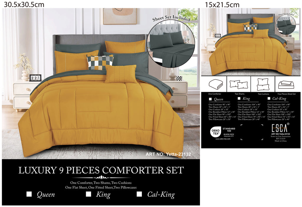 Yellow Quilted 9-Piece Comforter & Sheet Set - alternate product view 8