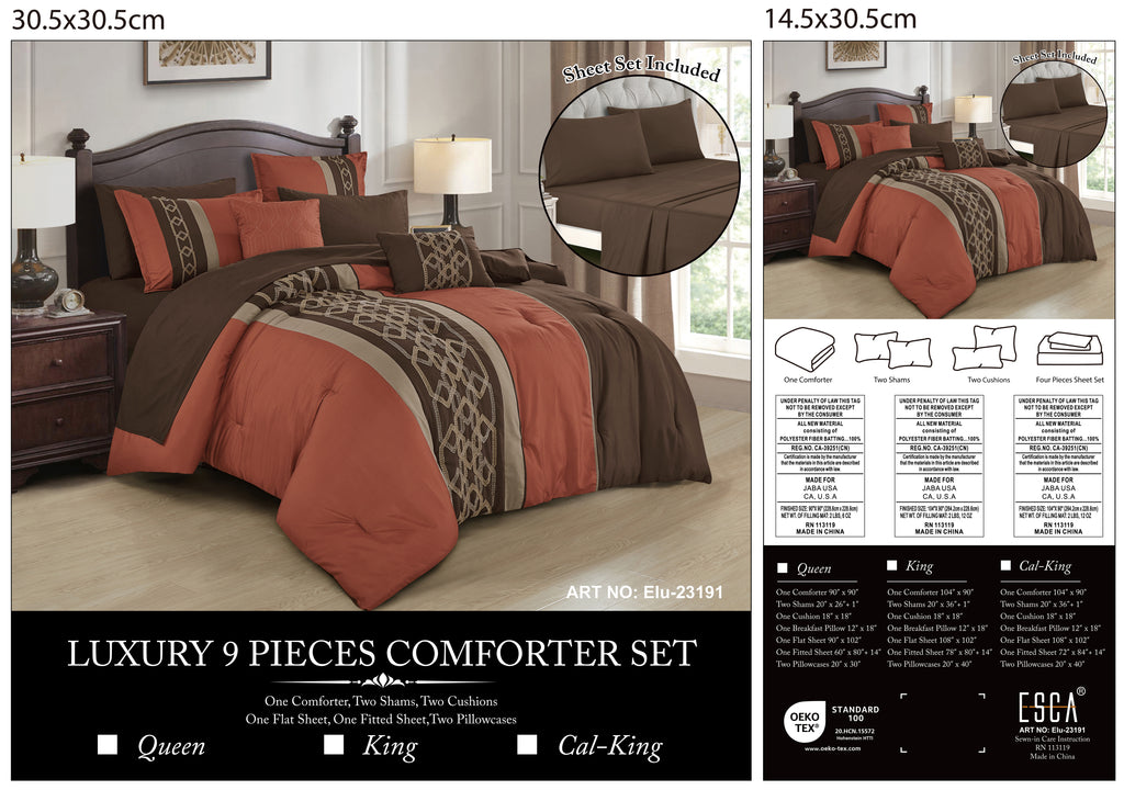 Rust Embroidered 9-Piece Comforter & Sheet Set - alternate product view 7
