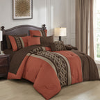 Rust Embroidered 9-Piece Comforter & Sheet Set - styled bedding set