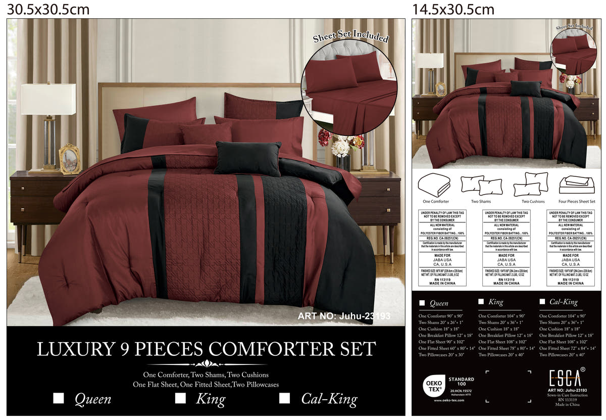 Burgundy Color Block 9-Piece Comforter & Sheet Set - alternate product view 8