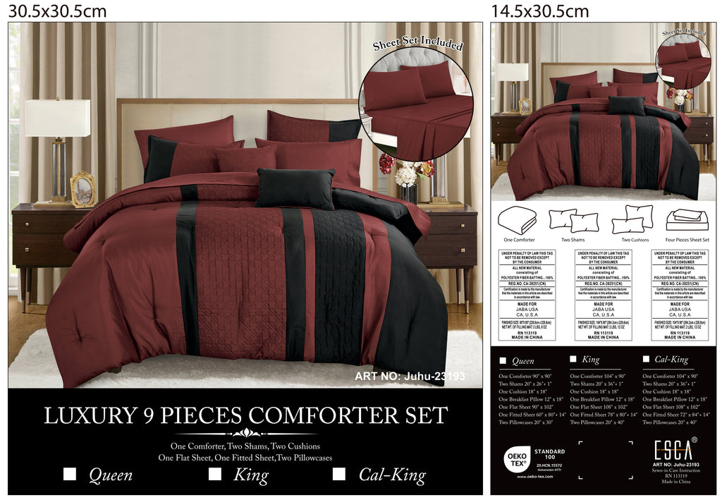 Burgundy Color Block 9-Piece Comforter & Sheet Set - alternate product view 8