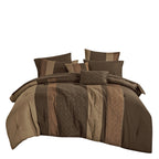 Brown Color Block Embroidered 9-Piece Comforter & Sheet Set - alternate product view 4