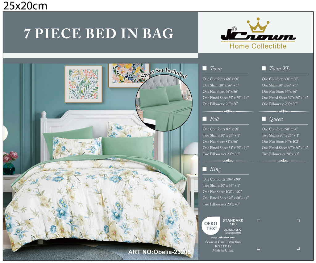 Mint Floral 7-Piece Comforter Set detail 7