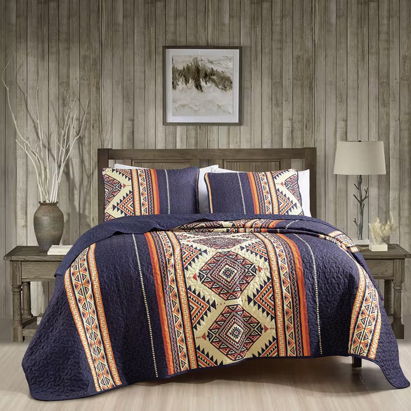 reversible 3-piece bedspread set with pillow shams, alternate product view