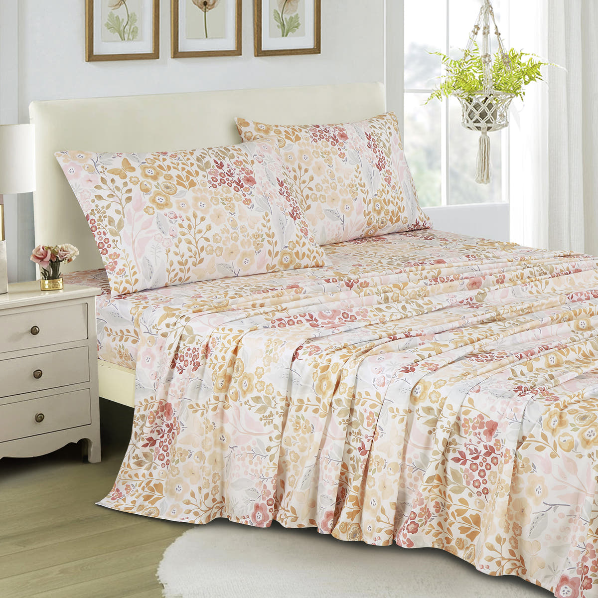 Yellow & Blush Floral sheet set - additional view