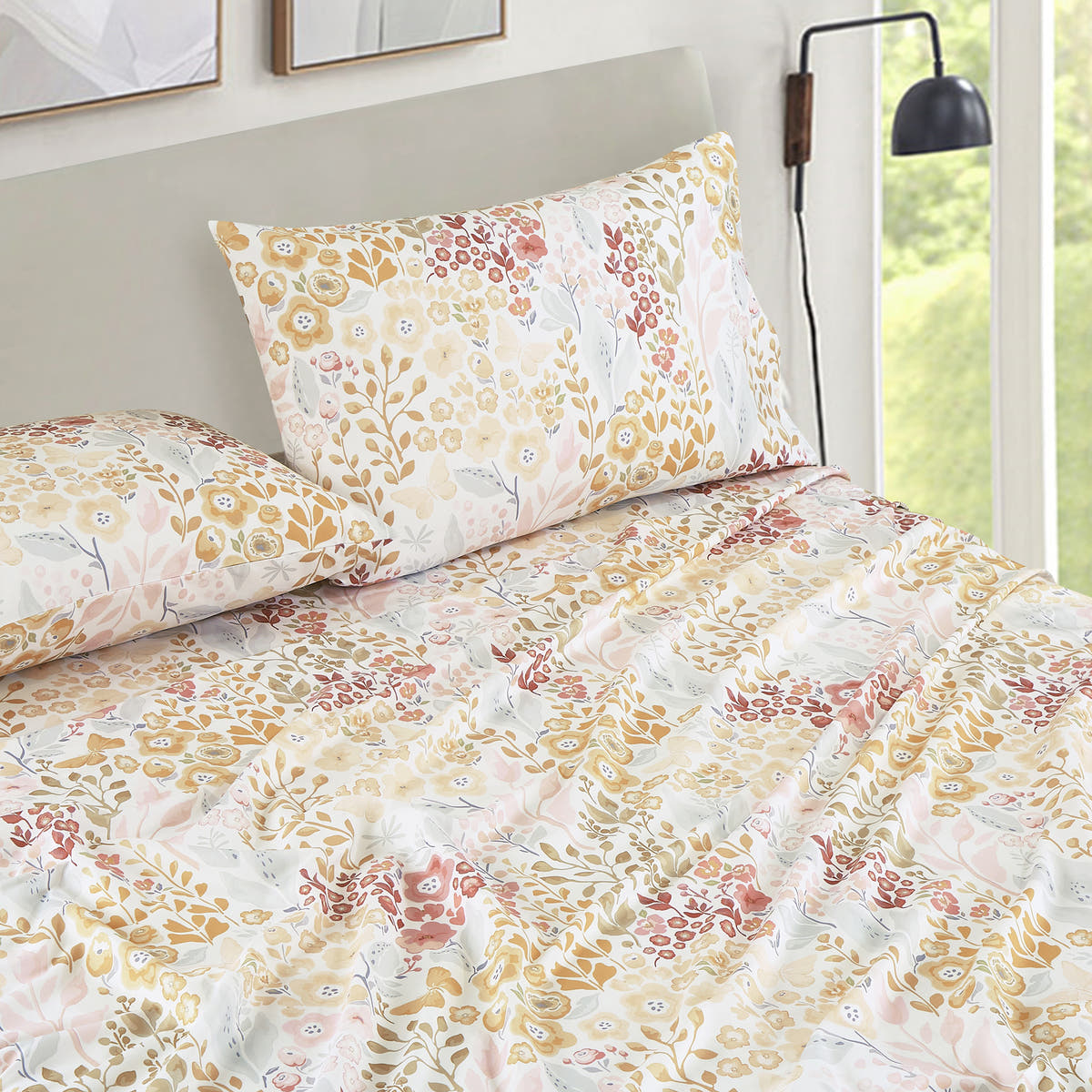 Yellow & Blush Floral sheet set - additional view