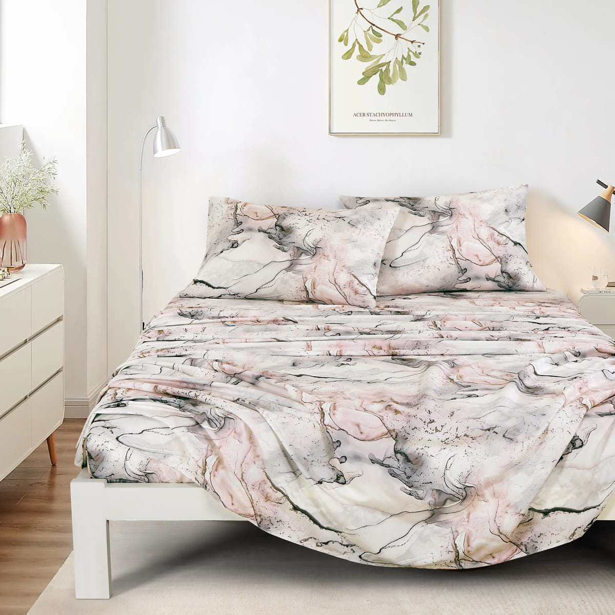 Blush & Grey Marble sheet set - additional view