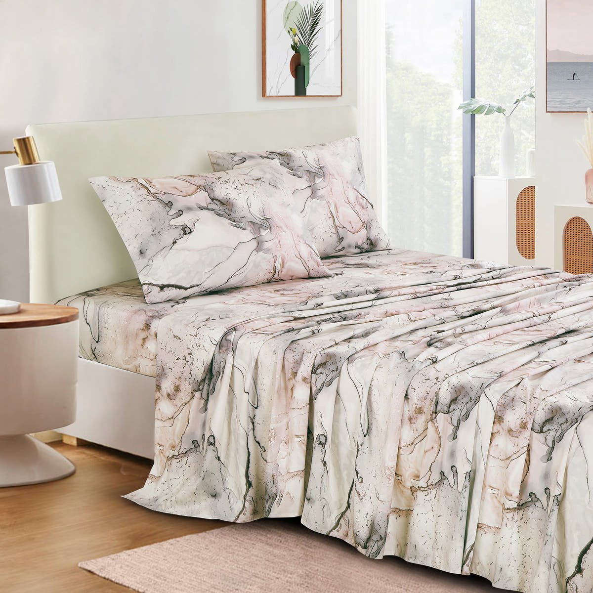 Blush & Grey Marble sheet set - additional view