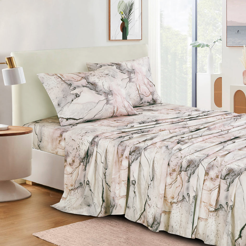 Blush & Grey Marble sheet set - additional view
