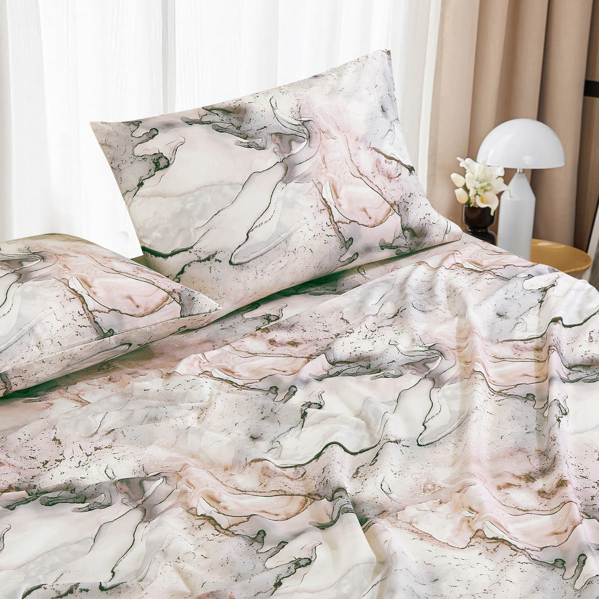 Blush & Grey Marble sheet set - additional view