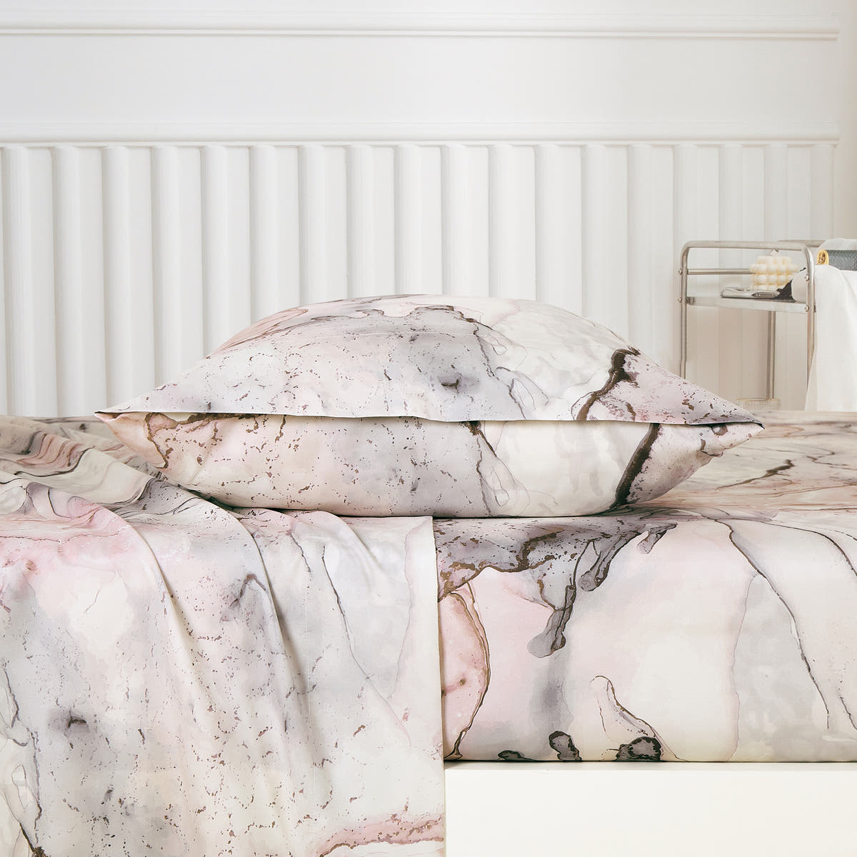 Blush & Grey Marble sheet set - fabric detail