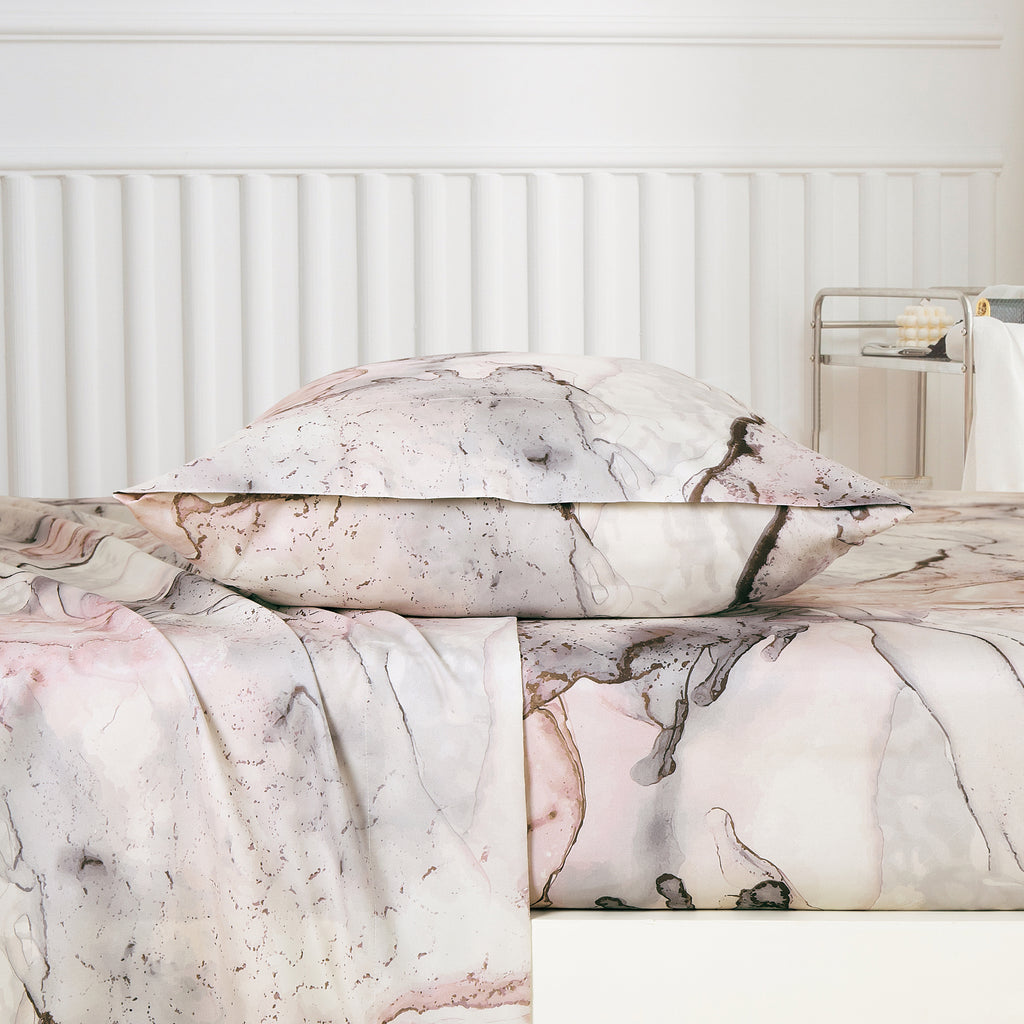 Blush & Grey Marble sheet set - fabric detail