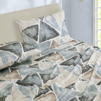 Blue & Taupe Geometric sheet set - additional view