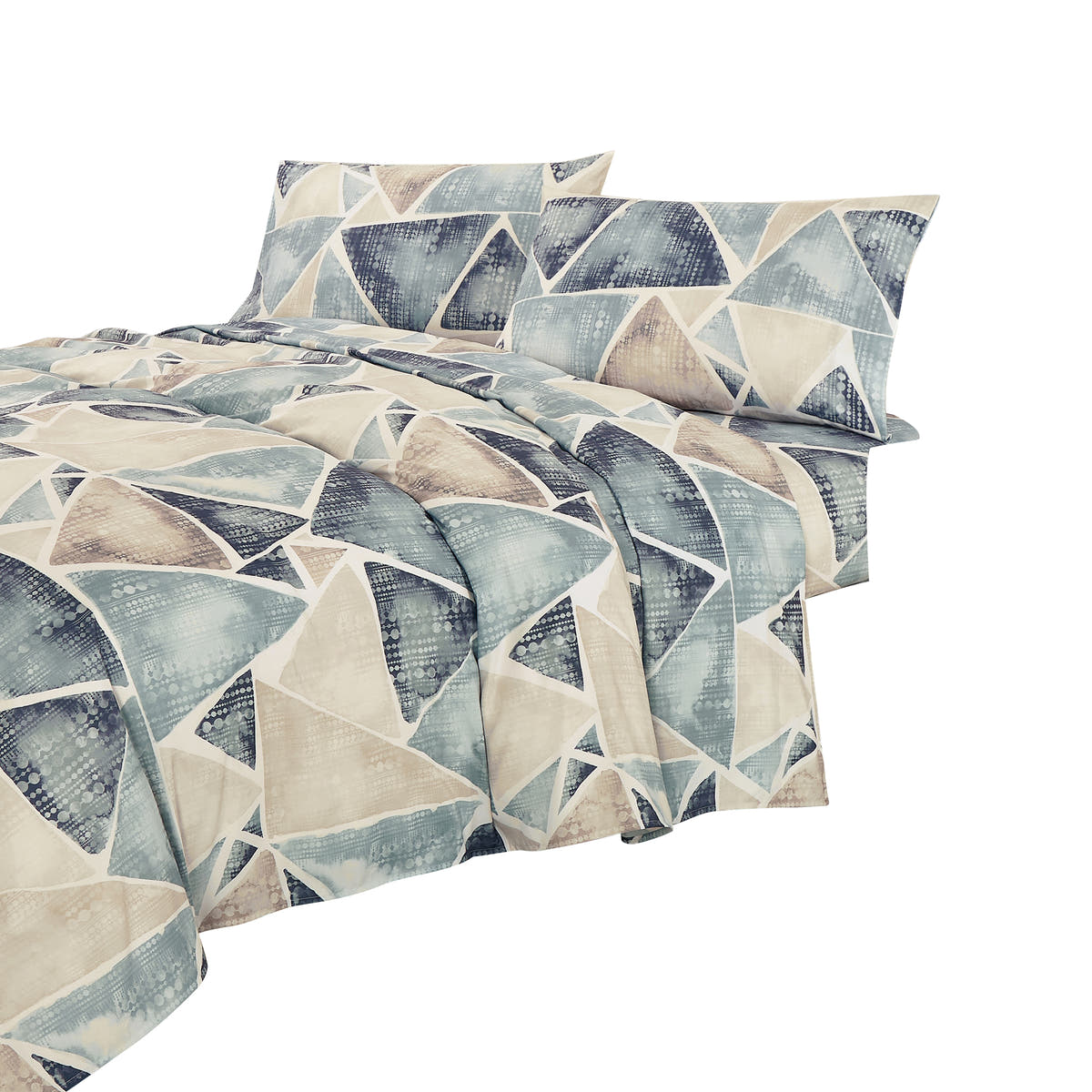 Blue & Taupe Geometric sheet set - additional view