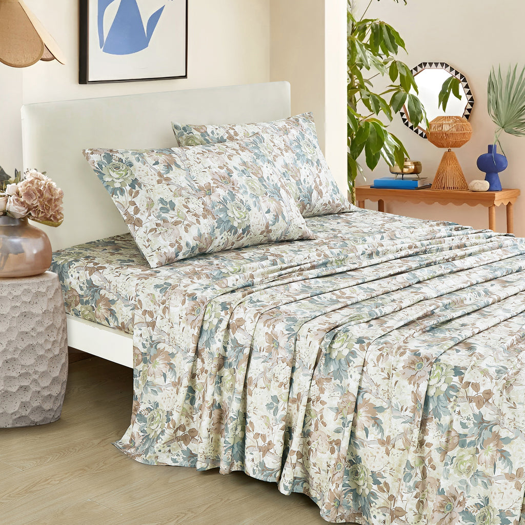 Sage & Taupe Floral sheet set - additional view
