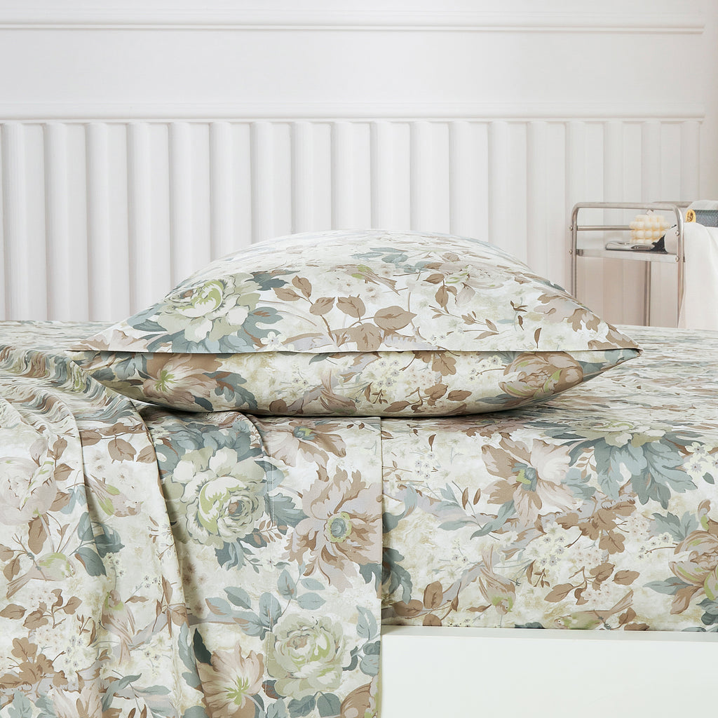 Sage & Taupe Floral sheet set - additional view