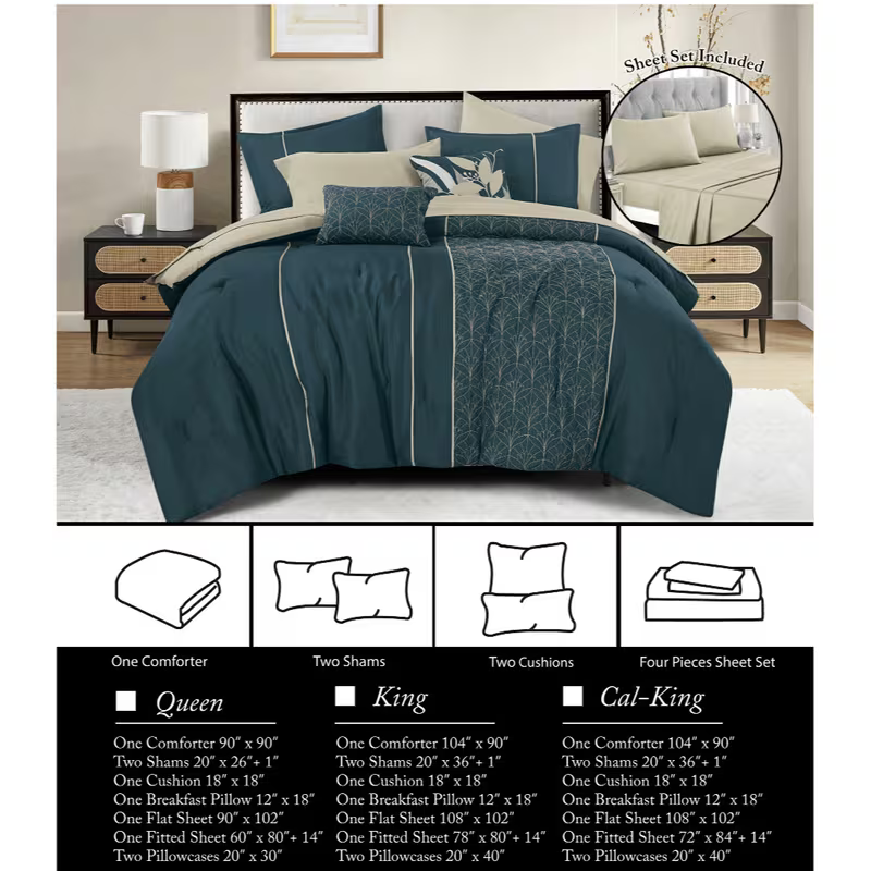9-piece bed-in-a-bag comforter set, alternate product view