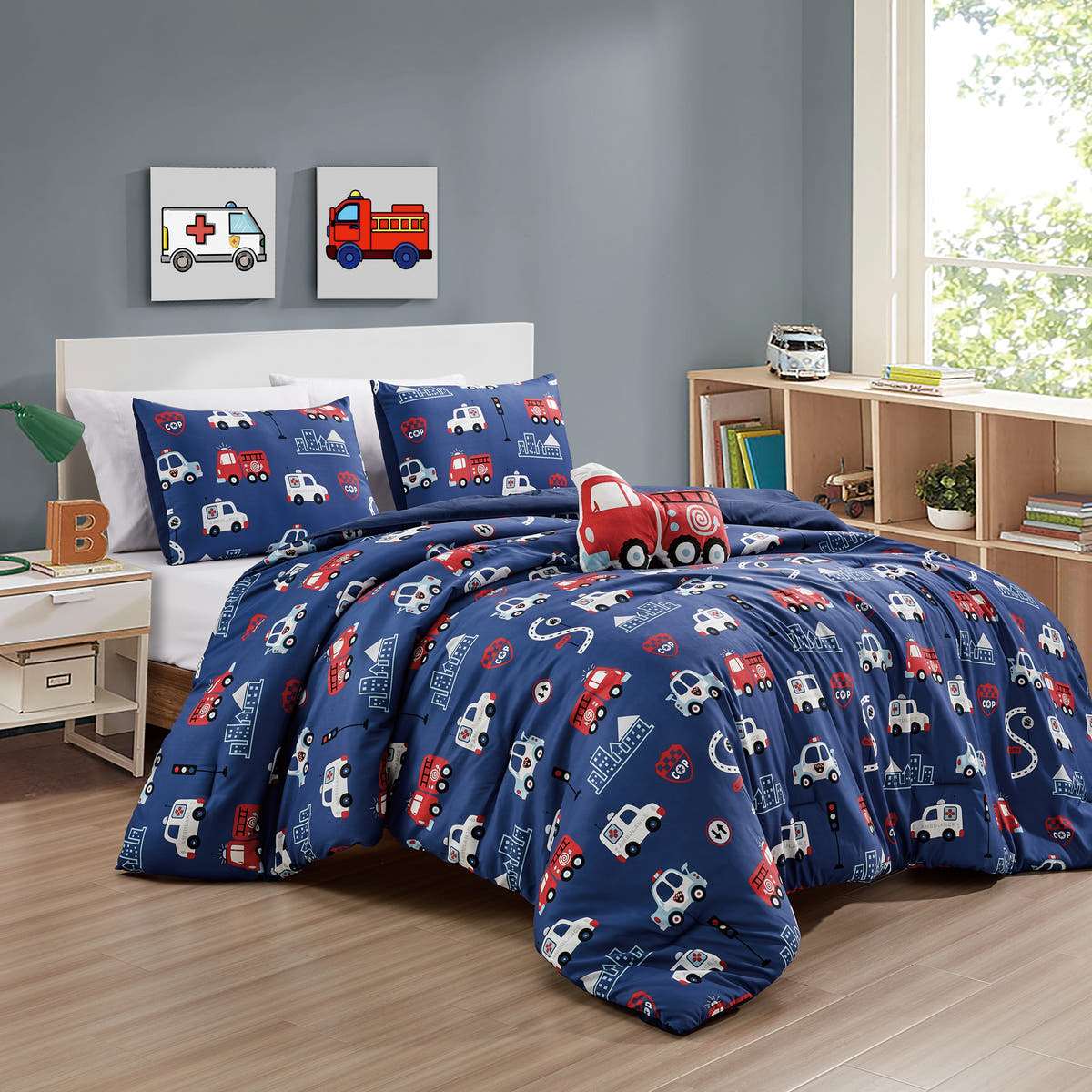 Navy Fire Truck comforter set - additional product view