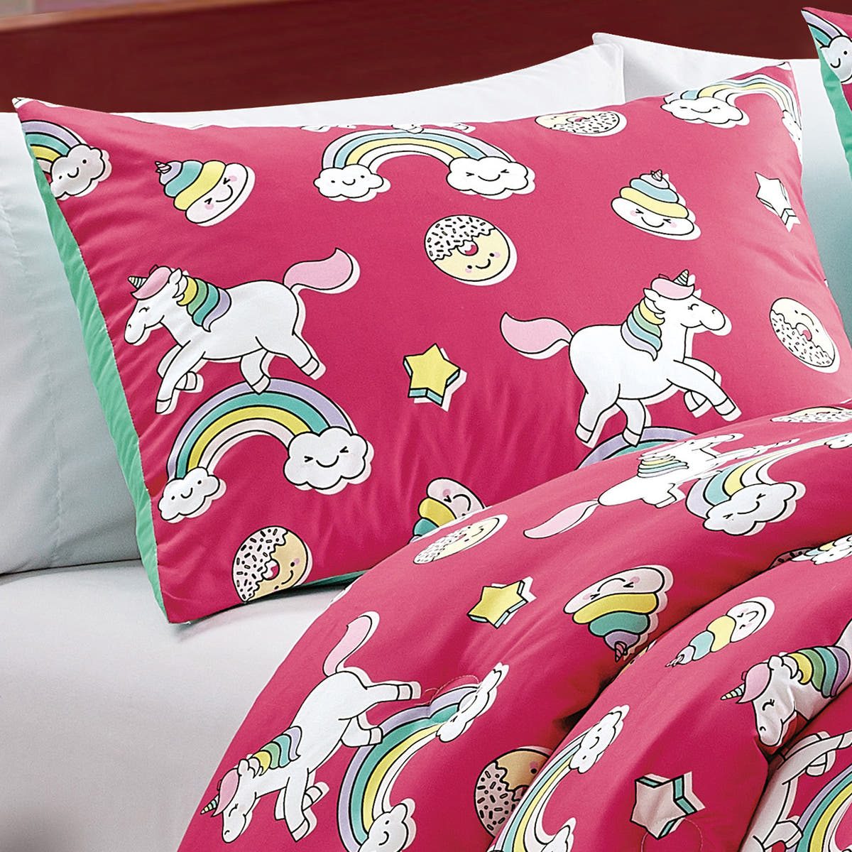 Pink Unicorn Rainbow comforter set - additional product view